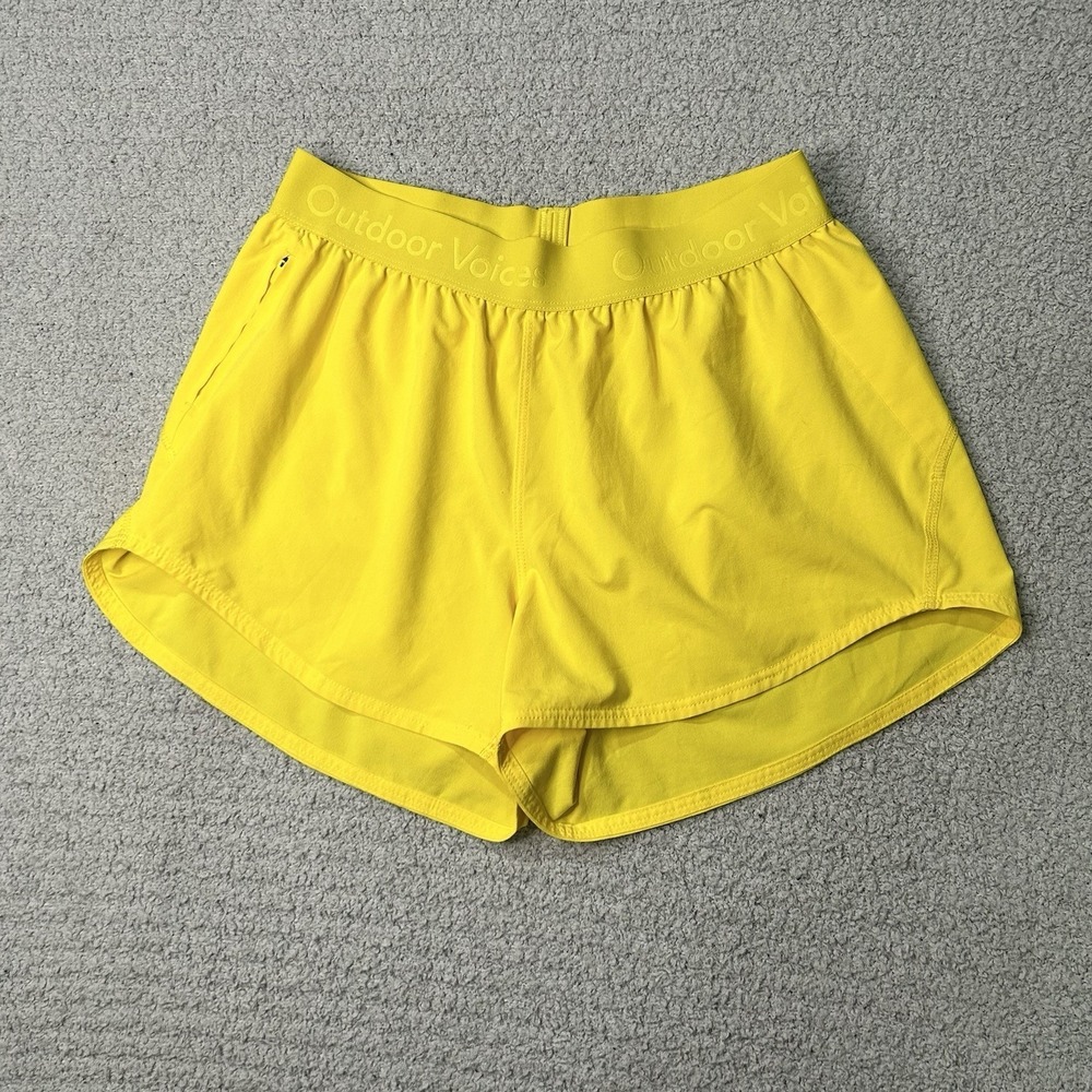 Outdoor Voices Women's Yellow Running Shorts Unlined Sz Small Zipper
